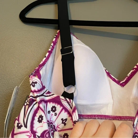 NWT Swim Solutions Sz 12 Women’s Purple Seashell One-Piece Swimsuit Ret $102! - Picture 13 of 14